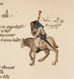 Il Mugnaio, (dettaglio) da I Racconti di Canterbury, di Geoffrey Chaucer (c.1342-1400) Manoscritto Ellesmere, edizione facsimile, 1911 da English School
